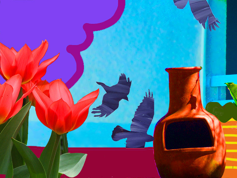 Composition with Red Tulips and Chiminea