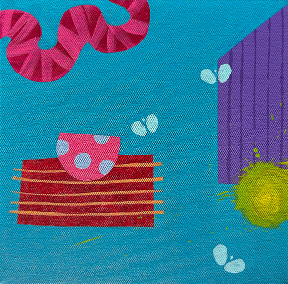 Composition with Pink Bowl and Purple Shed, 300mm x 300mm, Acrylic on Canvas