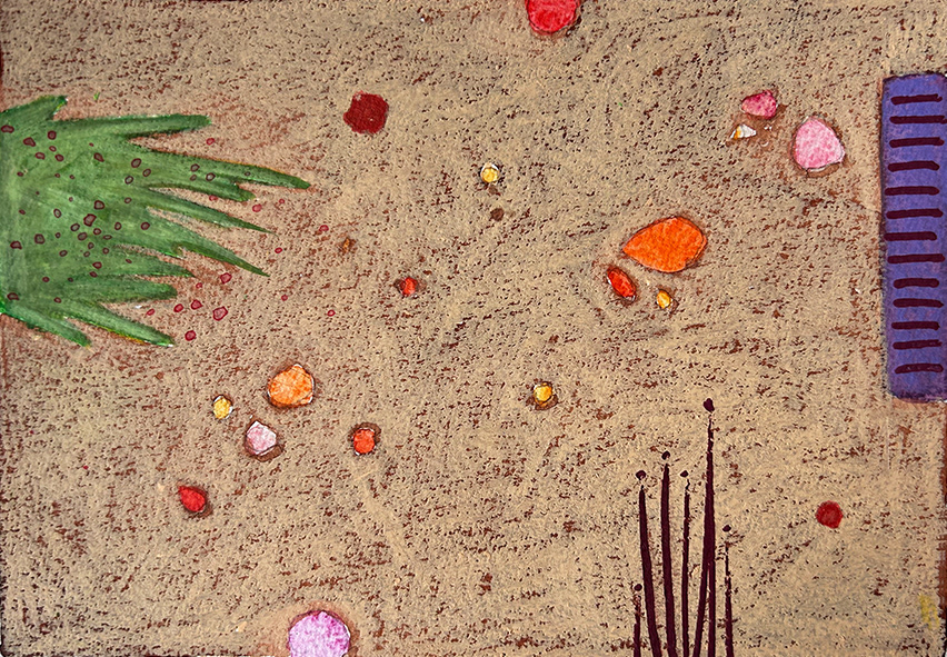 'Composition with Beach Bits' Water based media on Arches 300gsm paper, 210mm x 150mm