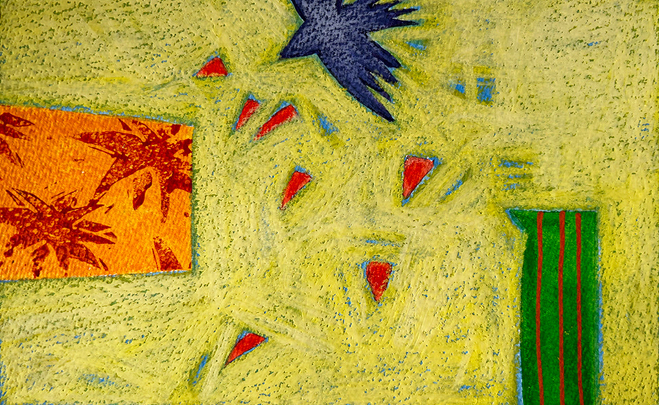 'Composition with Chillies and Jackdaw' Water based media on Arches 300gsm paper, 210mm x 150mm