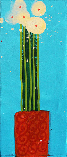'Study, Potted Plant' 157mm x 65mm Acrylic in Board 2023