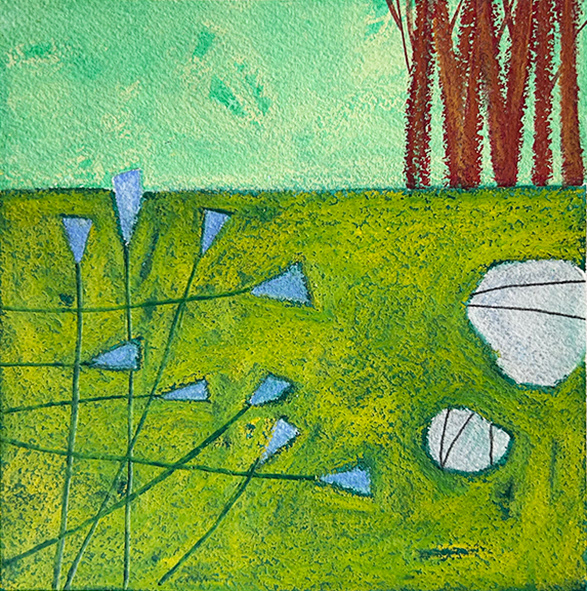 'Composition with Pebbles' Water based media on Arches 300gsm paper, 150mm x 150mm