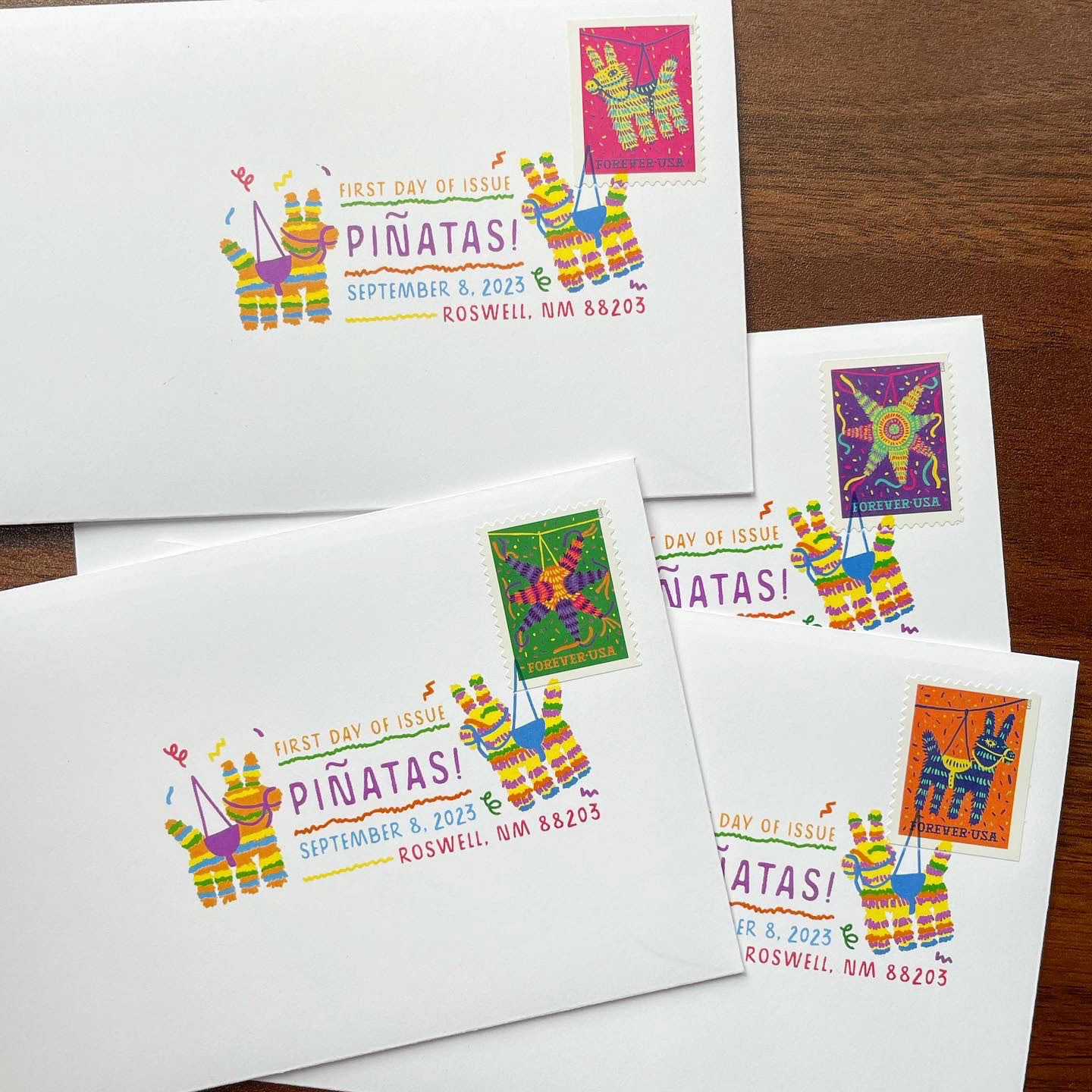 USPS' new piñata stamps created by Seattle artist Victor Meléndez