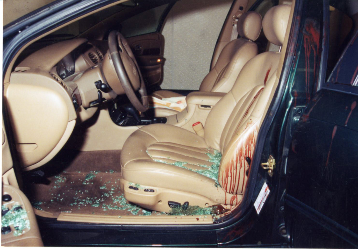 Inside of Paul LaRuffa's car after being shot by the Snipers