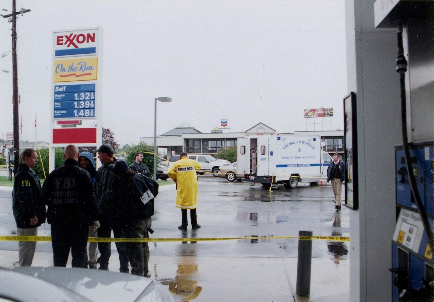 Law enforcement cordons off the crime scene.