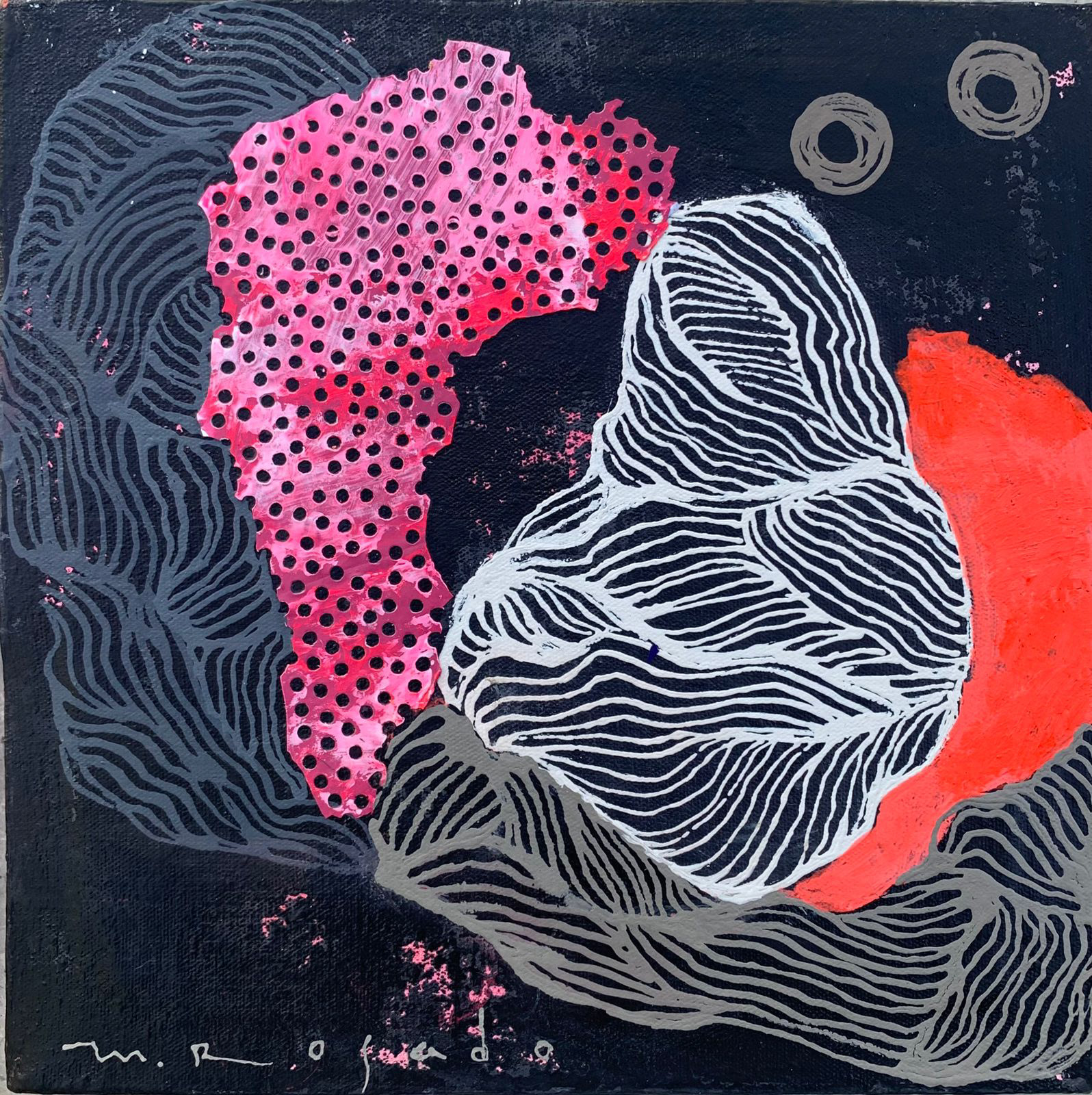 "Organismo complejo II", 20 x 20 cm. Acrilico sobre tela