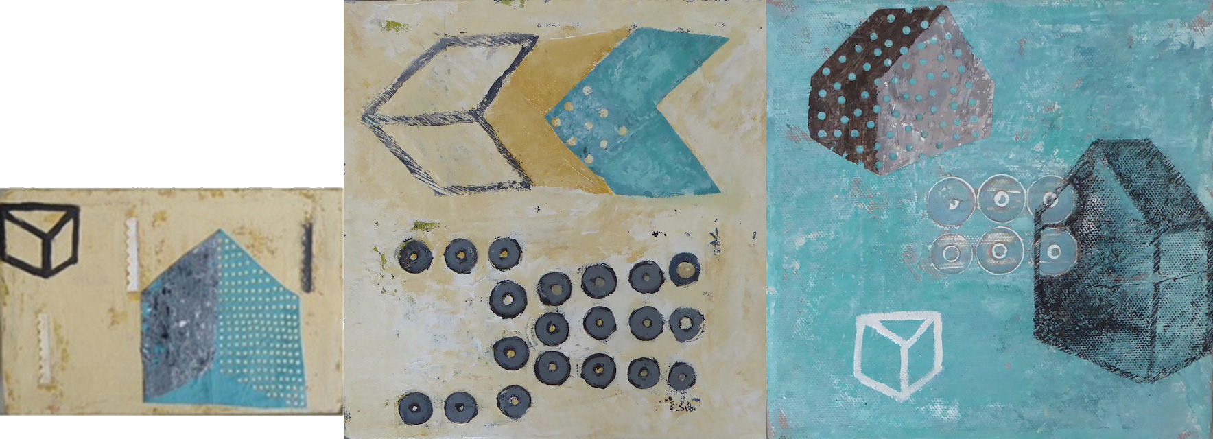 "Materia" Triptico. 20x60cm. Acrílico sobre tela. 2014