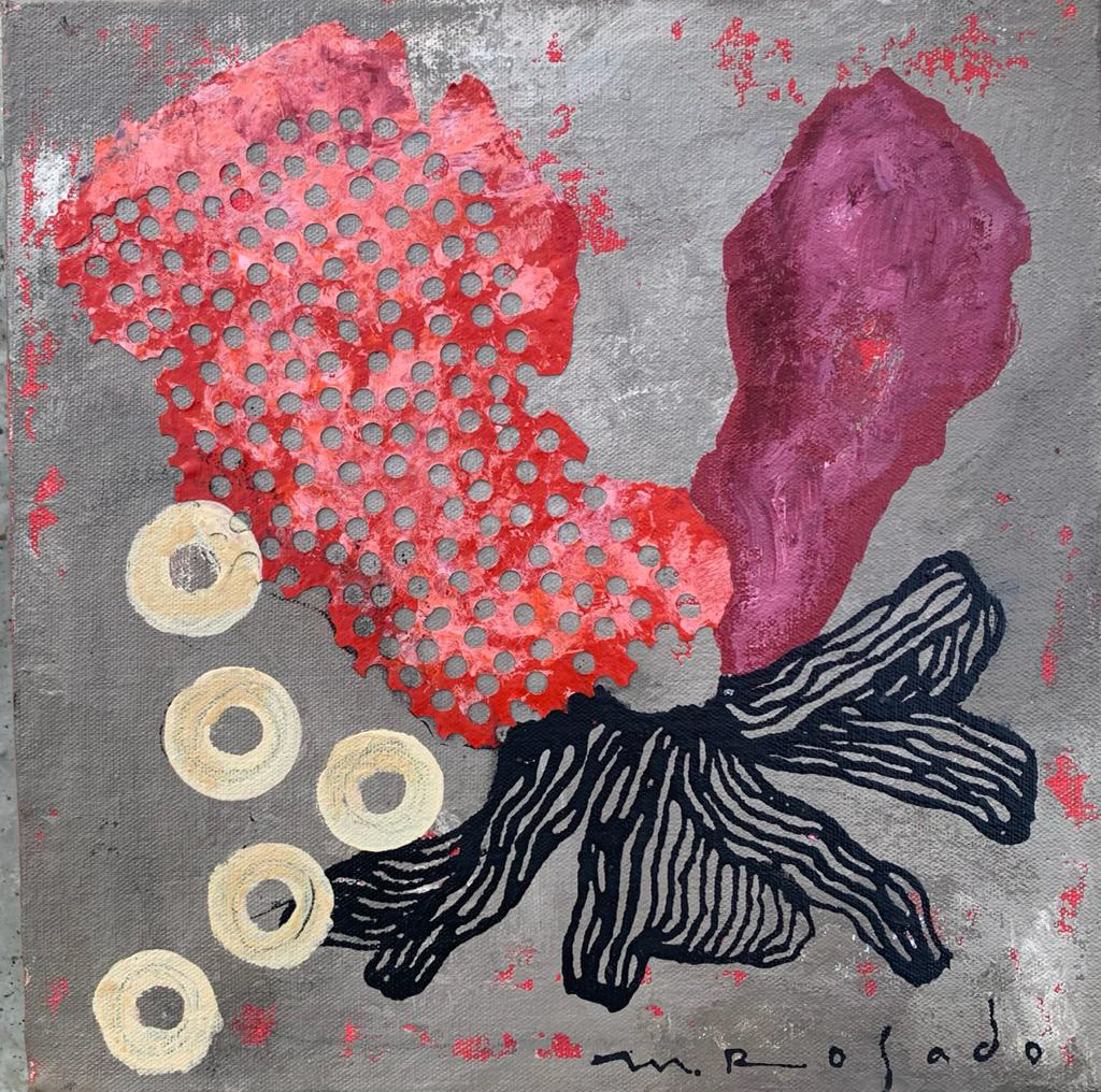 "Organismo complejo I", 20 x 20 cm. Acrilico sobre tela