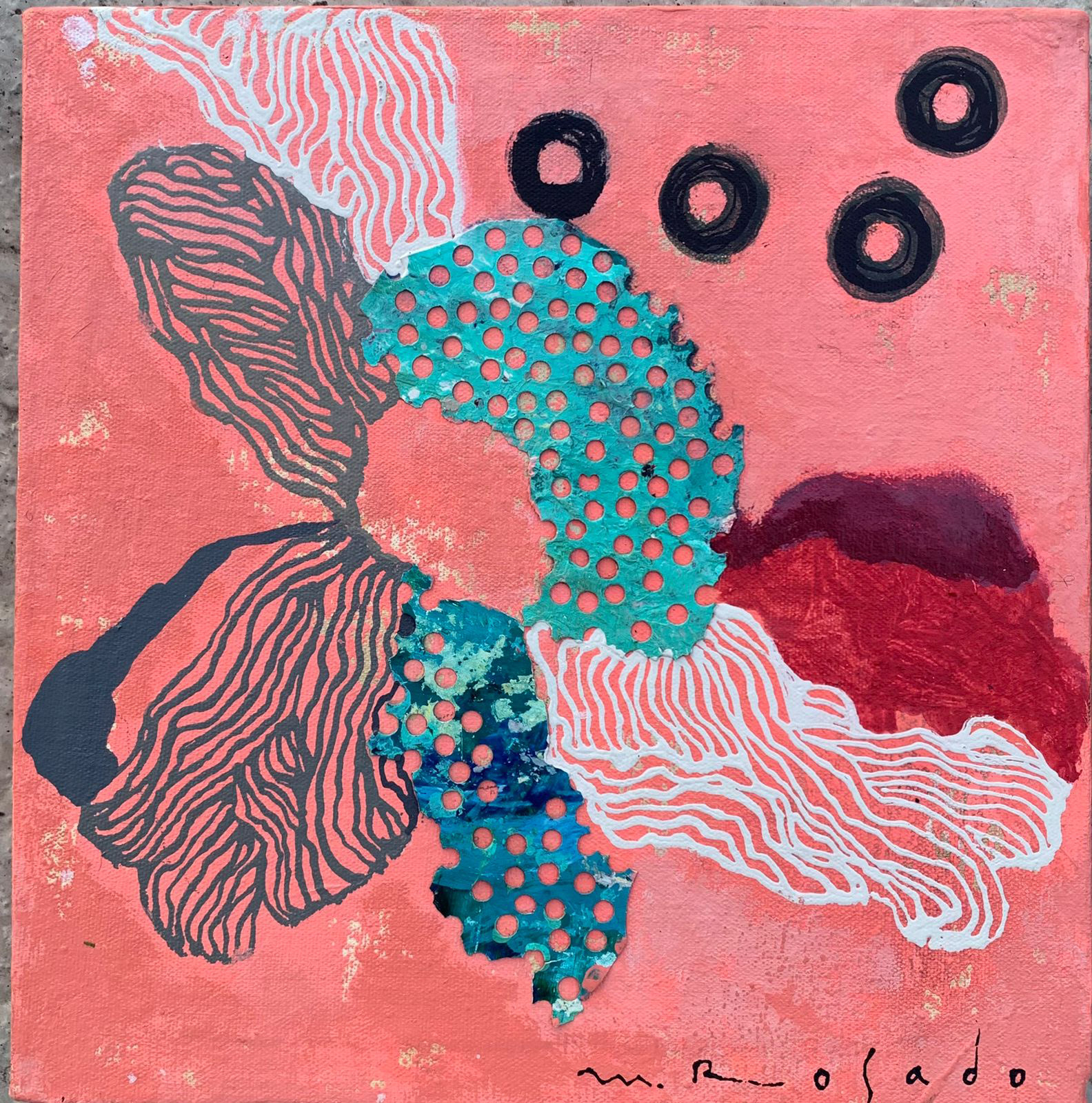 "Organismo complejo III", 20 x 20 cm. Acrilico sobre tela
