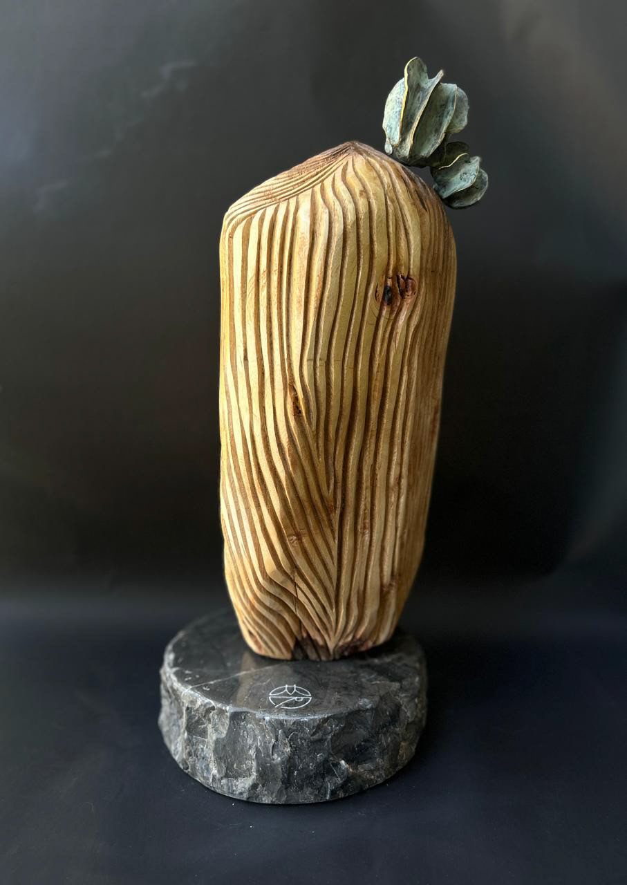 Adaptación II - 14x28x8 cm - Madera/mármol/bronce