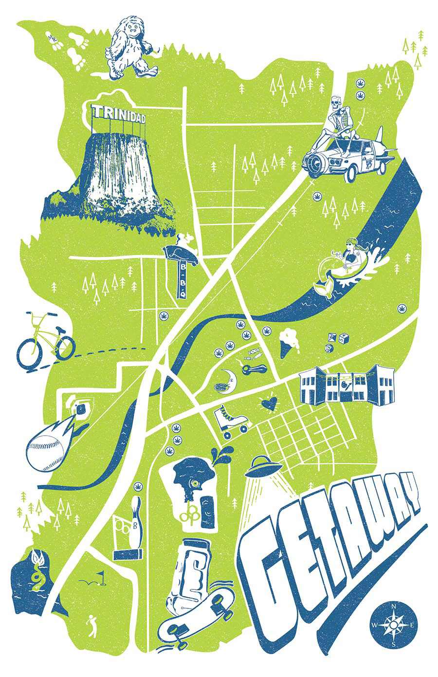 Illustrated Map of Trinidad, Co