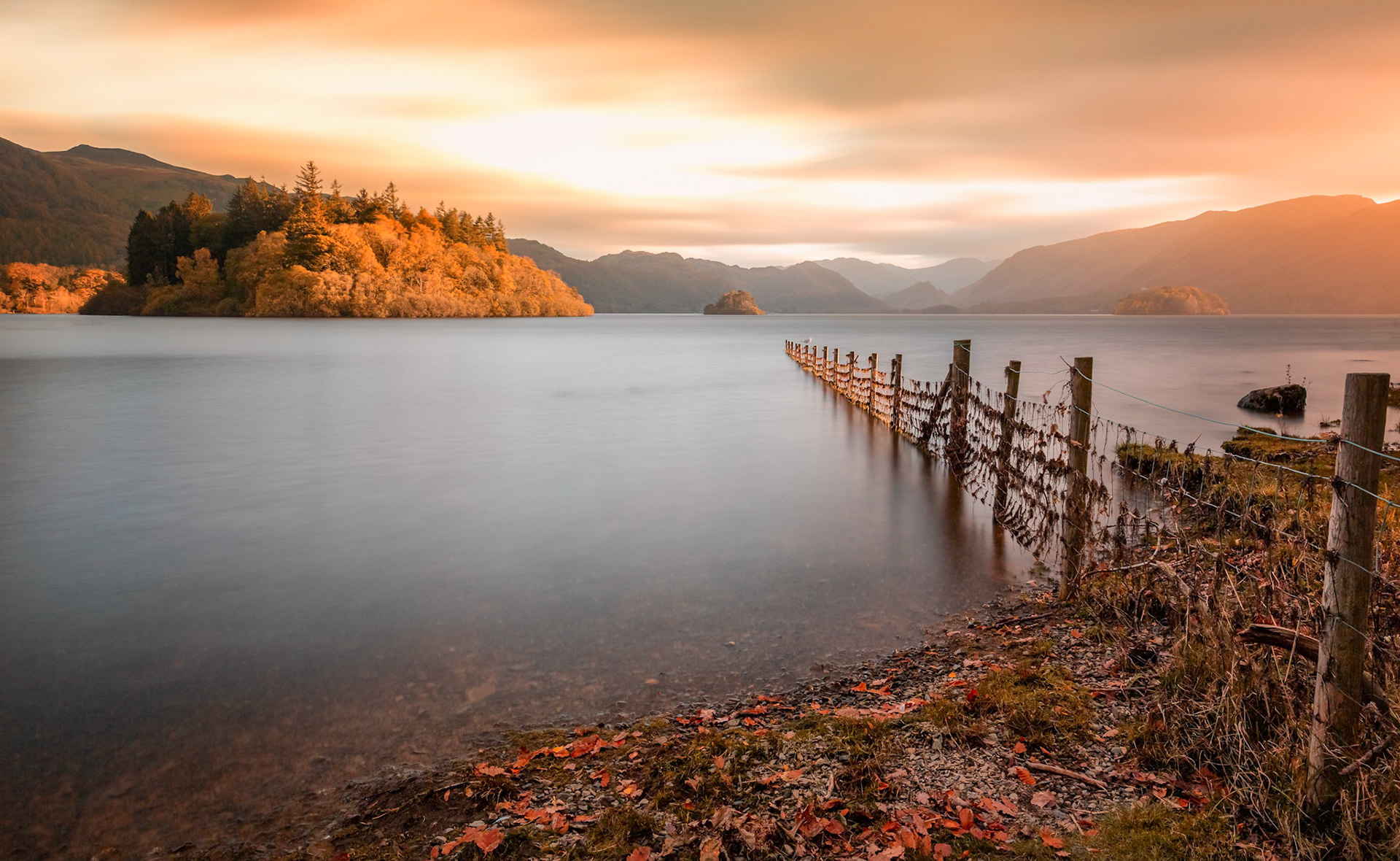 Autumn Sunset at Friars Cragg, Derwent Water