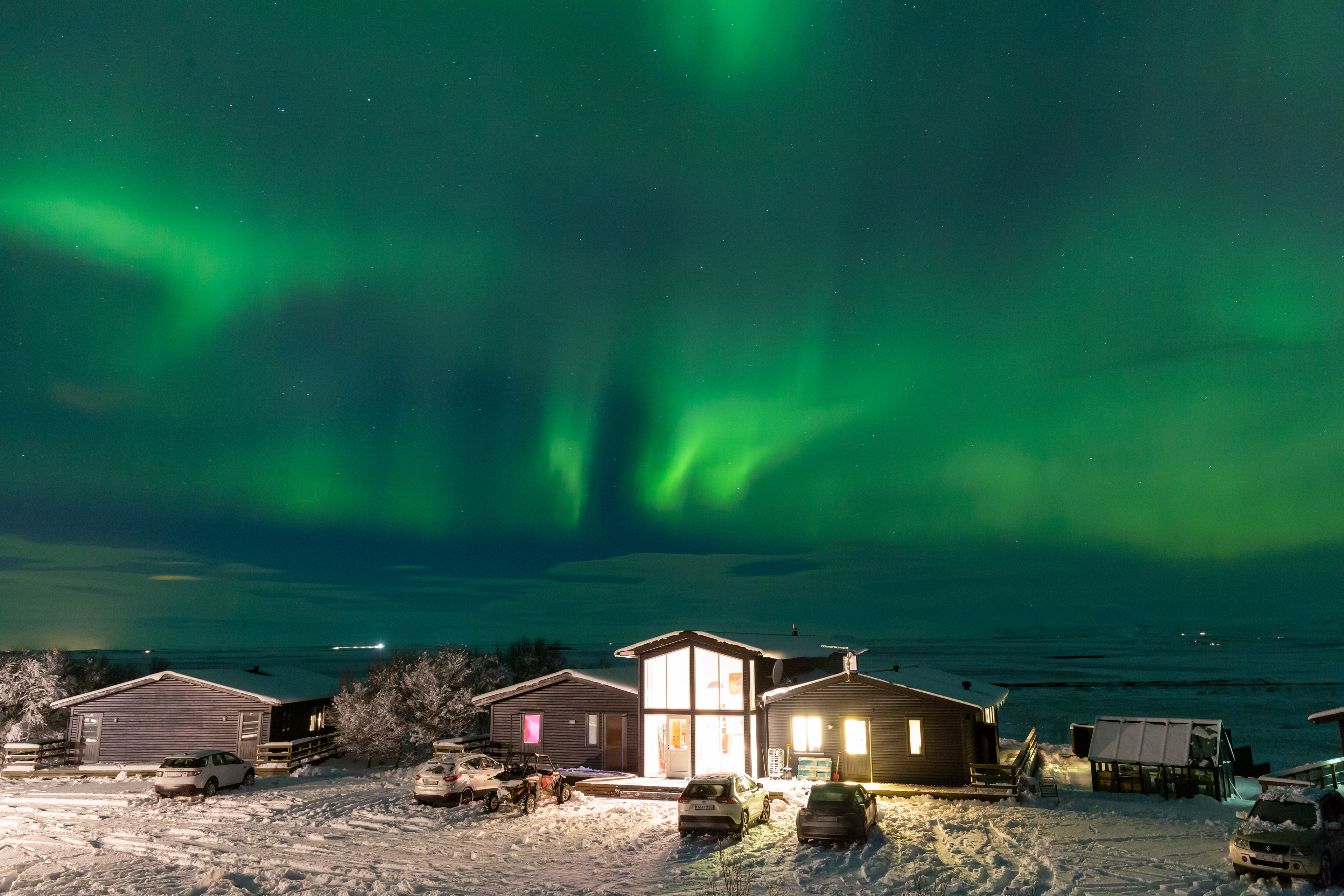Northern lights over Aurora lodge