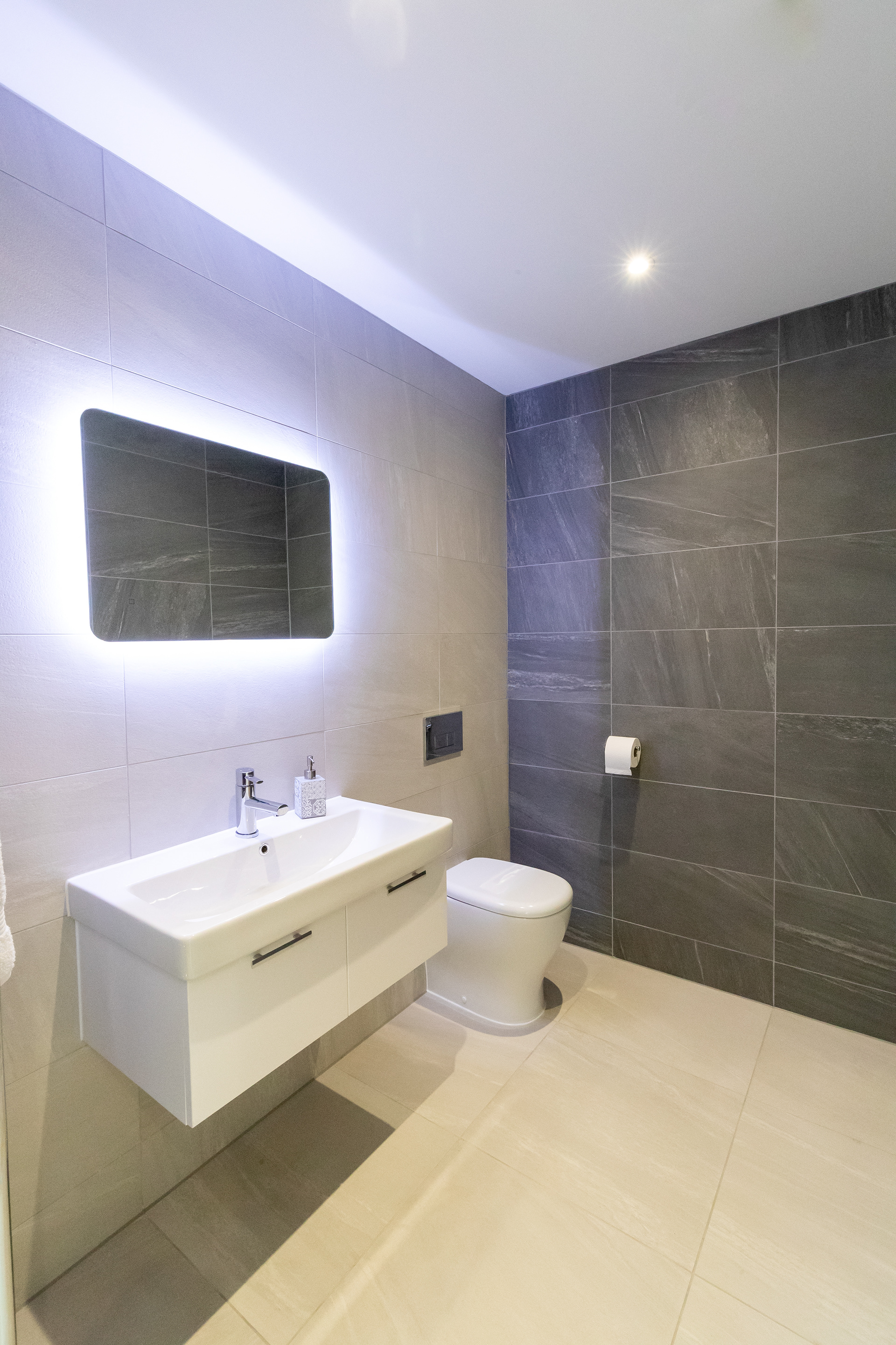 Modern lighting in a bathroom install