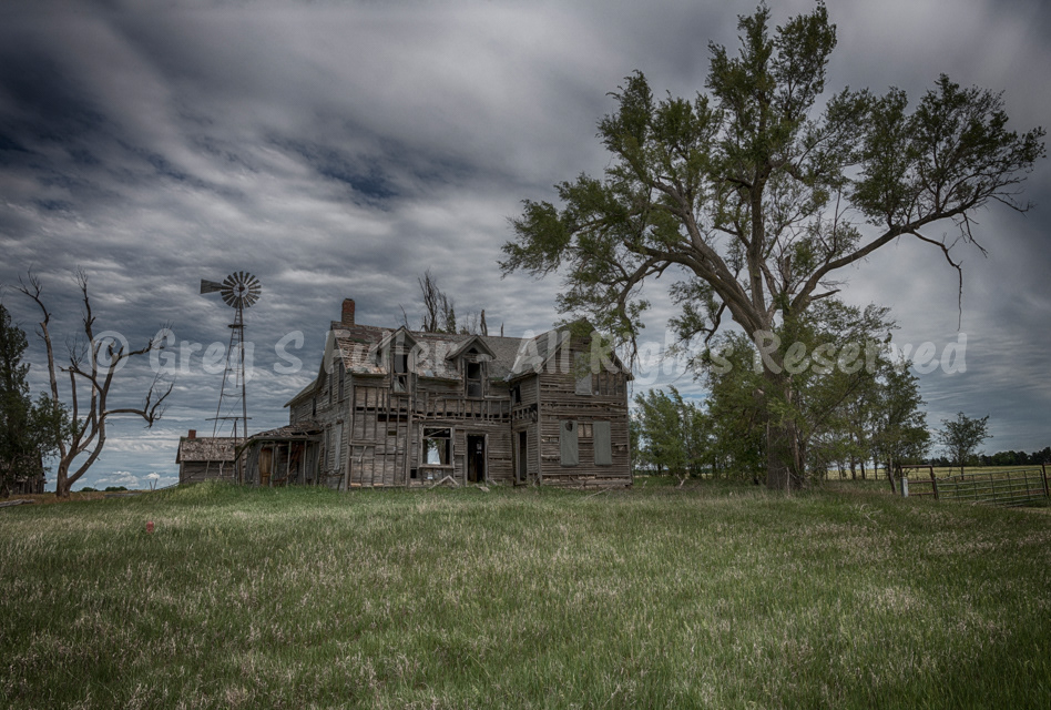 Grand Old Farmhouse with Windmill on the Pairie - Pollard, Kansas