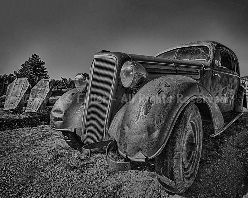 Rust In Peace (RIP) - 2 Coffins & Old Car - Guffey, Colorado
