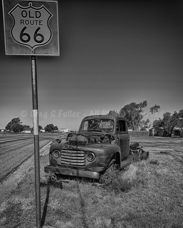 Along "Old" Route 66 - 1940s Ford pickup Rusting In Peace (RIP) - Vega, Texas