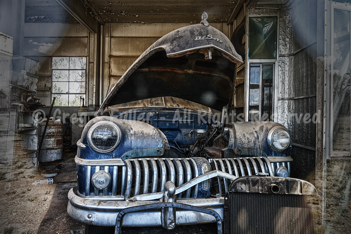 Left Undone - Abandoned DeSoto in an Abandoned Service Station - New Mexico