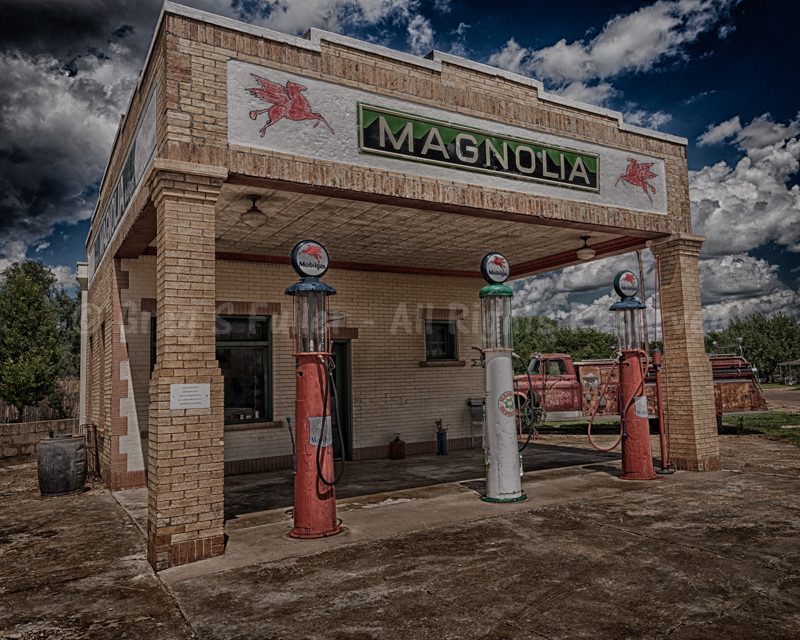 Antique Gravity Feed Gas Pumps - Magnolia Gas Station - Shamrock, Texas
