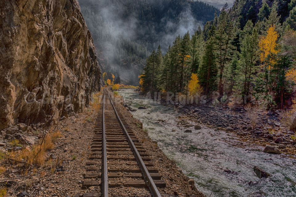 Along the Animas River on the Narrow Gauge - Durango & Silverton Narrow Gauge Railroad - Colorado