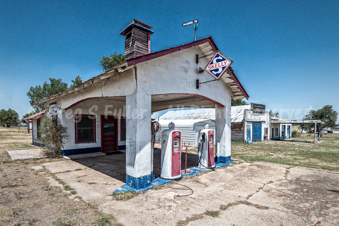 Vintage Skelly Gas Station in a town aptly named - Skellytown - Texas