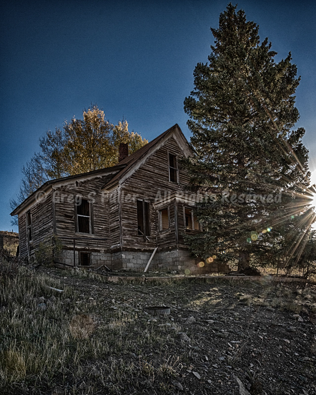 Sunburst on a Grand Abandoned House Overlooking Vindicator Valley’s Ghosts of Miners Past - Goldfield, Colorado