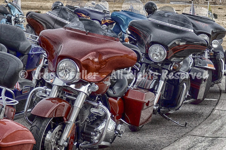 A Collection of Batwings - Harley Davidson Touring Bikes - Fort Logan National Cemetery - Denver, Colorado