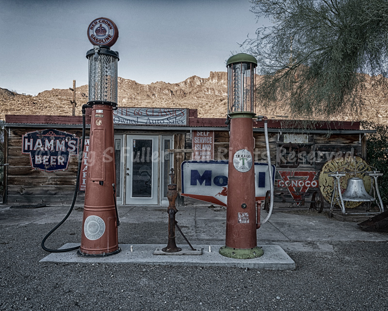 Vintage gravity feed gas pumps - Along Route 66 - Oatman, Arizona