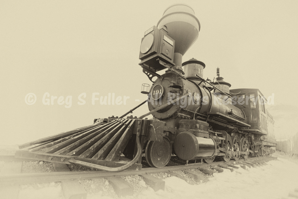 Vignette - DL&G No. 191 - Denver Leadville & Gunnison Steam Locomotive No. 191 - 1880 Baldwin Locomotive Works 2-8-0 - Golden Colorado