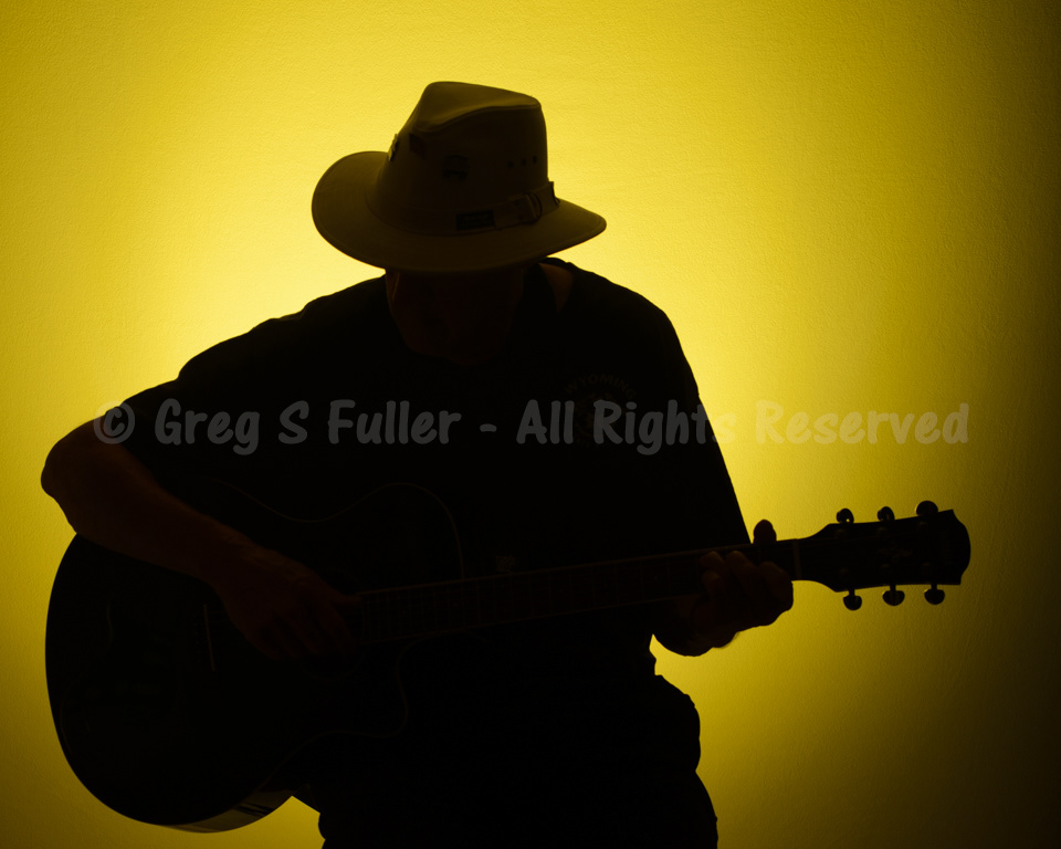 Guitarist Self Portrait - Yellow Gel Silhouette