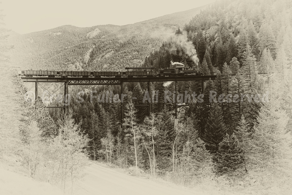 Georgetown Loop Railroad crossing the Devil’s Gate Trestle - Baldwin Locomotive - Georgetown, Colorado