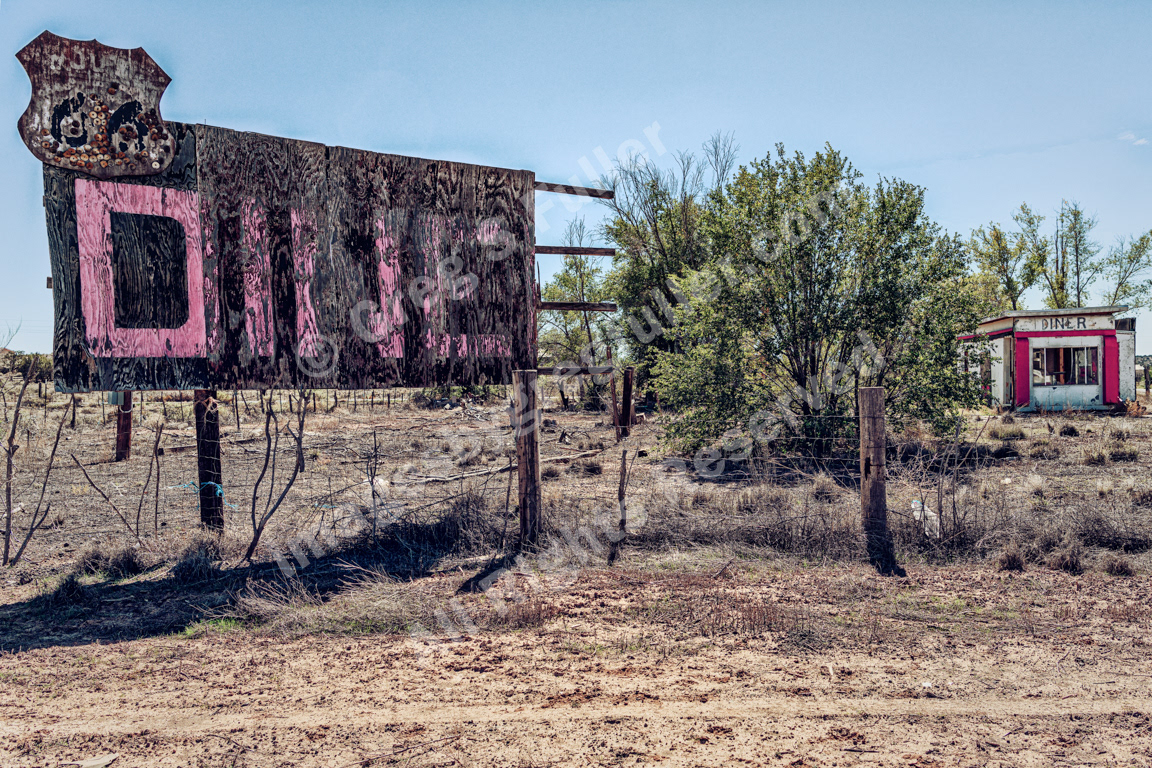 Little Pink Dilapidated Diner - Along Route 66 - Valentine, AZ
