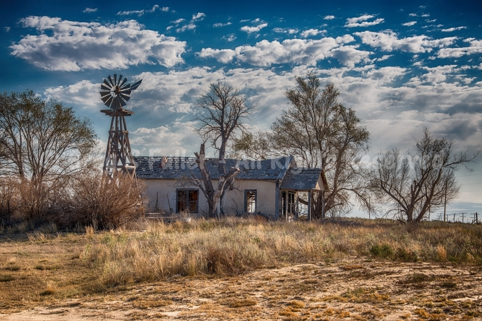 Abandoned Farmhouse and Windmill - Chivington, Colorado