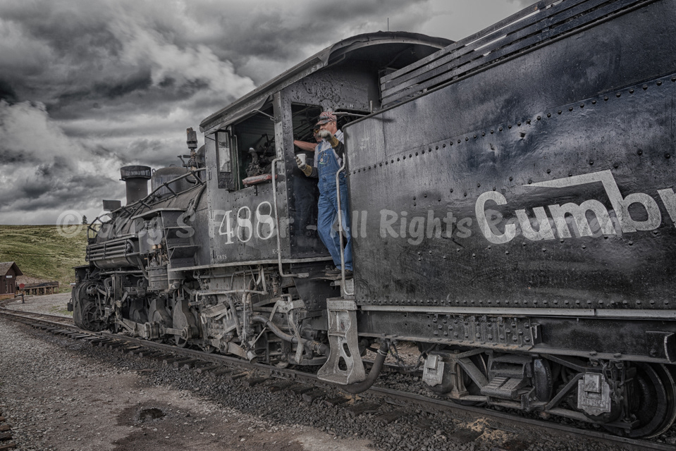 At the Station - C&TS 488 Baldwin Locomotive Works 2-8-2 K-36 - Cumbres & Toltec Narrow Gauge Railroad - Osier, Colorado