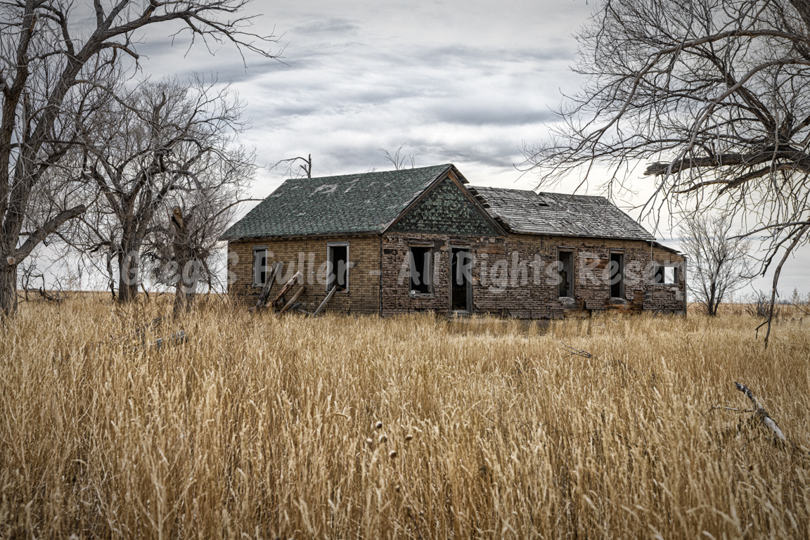 Little Abandoned Faux Brick Farmhouse on the Praririe - Weld County, Colorado