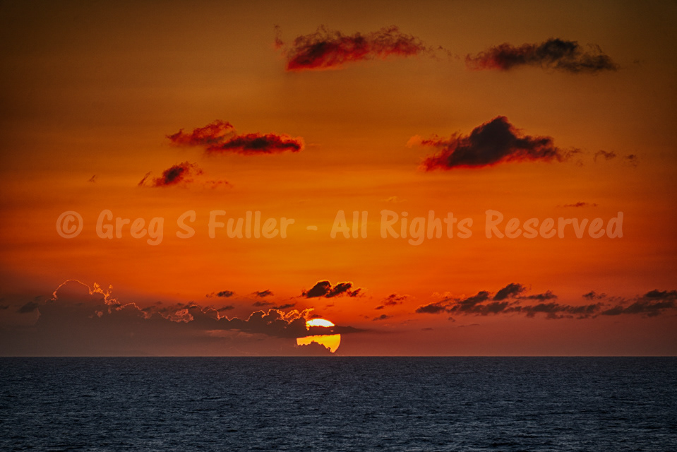 Red Sunset at Sea - Caribbean Sea