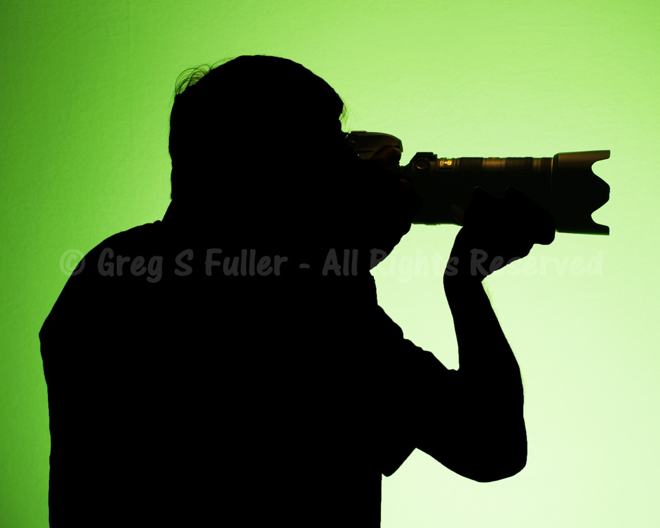 Photographer Self Portrait - Green Gel Silhouette