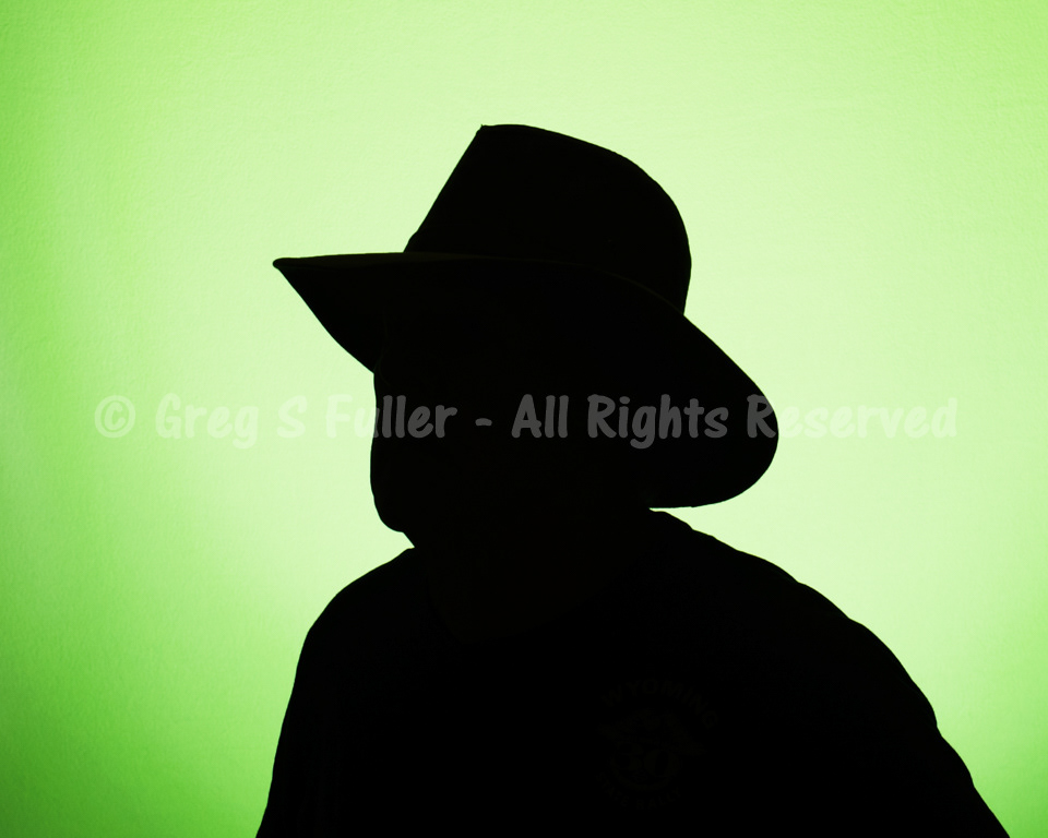 Wide Brim Hat Self Portrait - Green Gel Silhouette