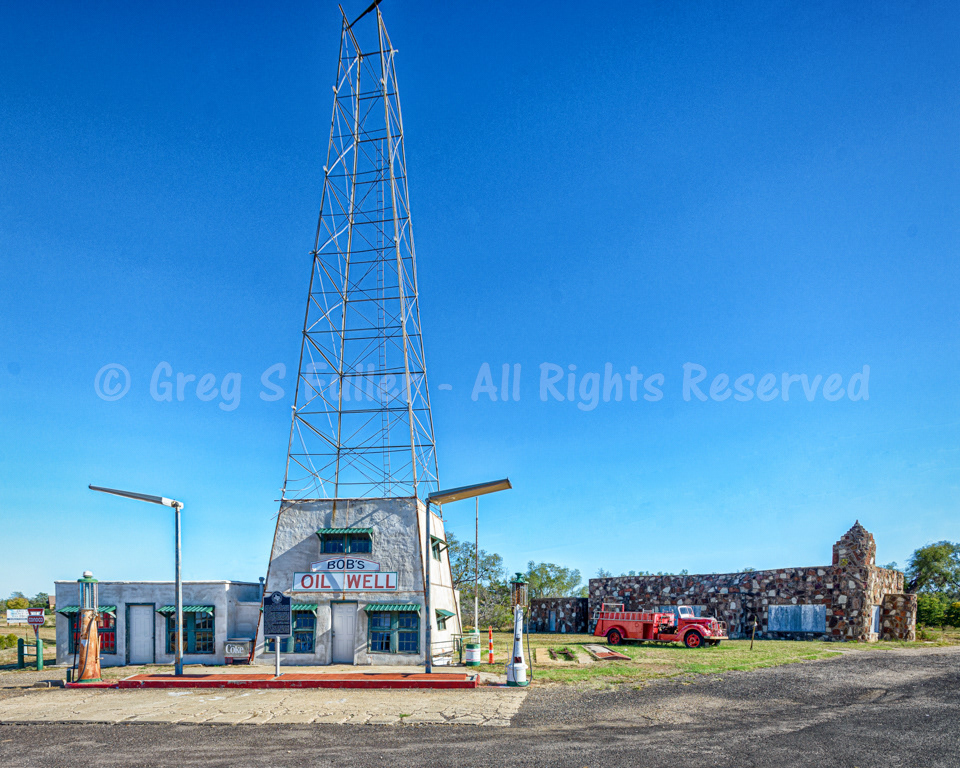 Vintage Gas & Oil Derrick- Bob's Oil Well Gas Station - Matador, Texas