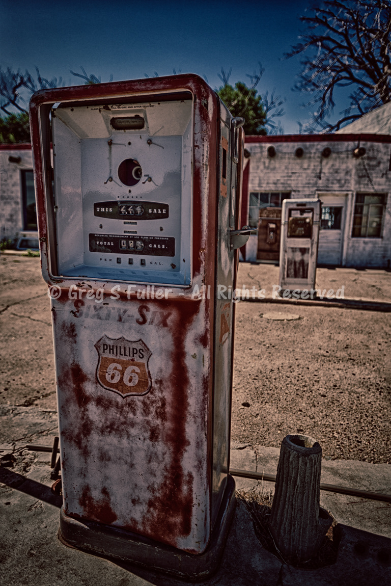 Fueling the Past - Bent Door Cafe - Midway Along Route 66 - Adiran, Texas