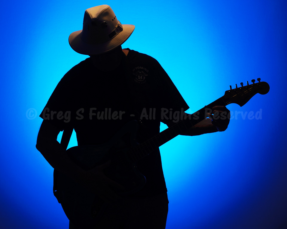 Guitarist Self Portrait - Blue Gel Silhouette