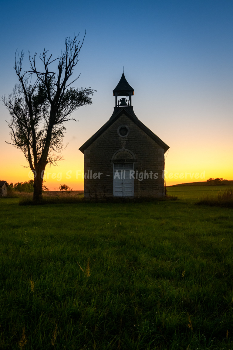 Sunset over the Bichet Schoolhouse District 34 1896-1946 - Doyle, Kansas
