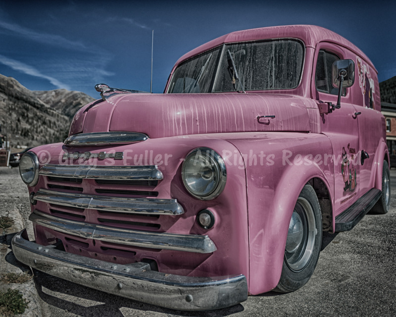 Thinking Bubble Gum Sounds Good Right Now - Vintage Pink Dodge Panel Wagon - Silverton, Colorado