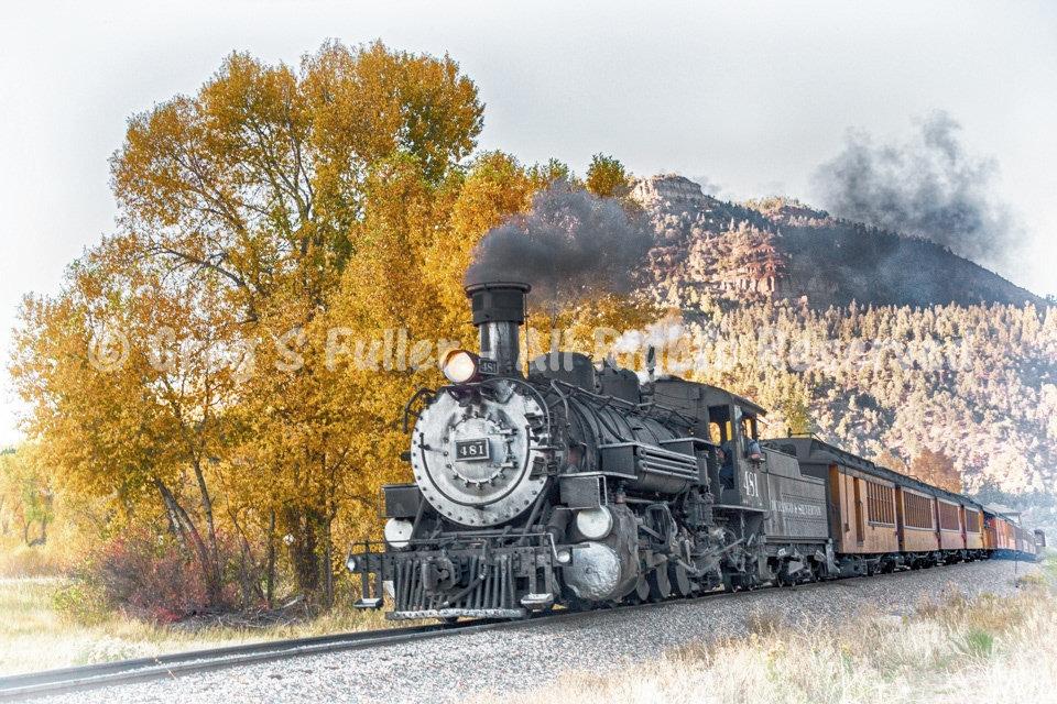Fiery Fall Colors - No. 481 Baldwin Locomotive Works 2-8-2 K-36 - Durango & Silverton Narrow Gauge Railroad - Hermosa, Colorado