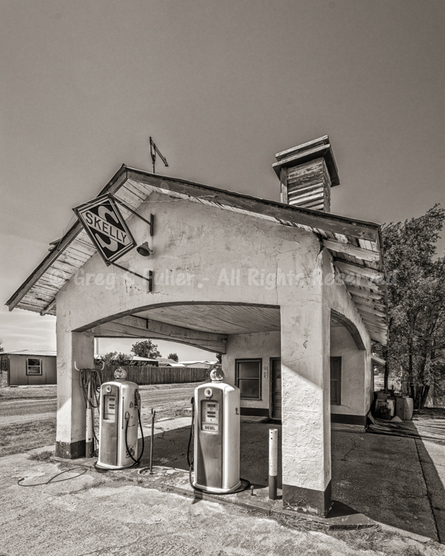 Vintage Skelly Gas Station in a town aptly named - Skellytown - Texas