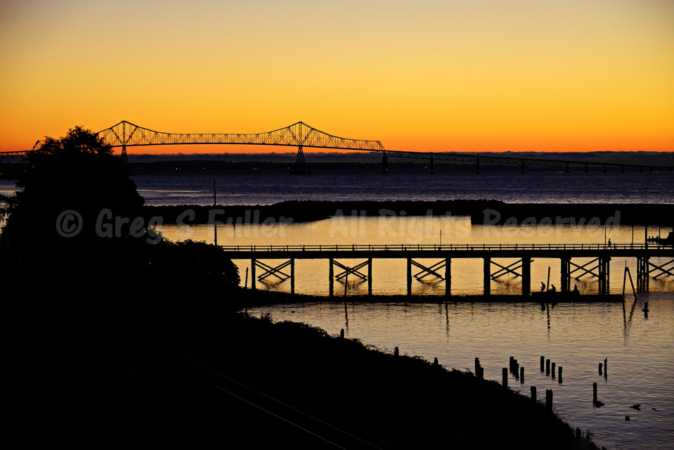 Sunset Over the Columbia River - Astoria-Megler Bridge - Astoria, Oregon