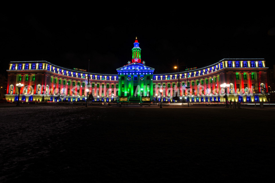City & County Building Dressed in Christmas Color - Denver, Colorado
