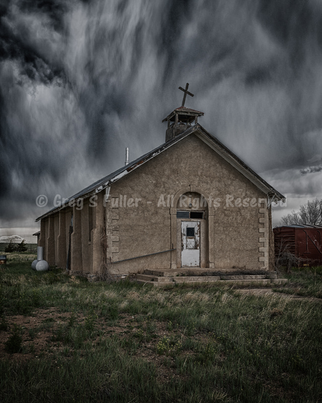 Battered &; Broken Church Under Ominous Skies - Trinchera, Colorado