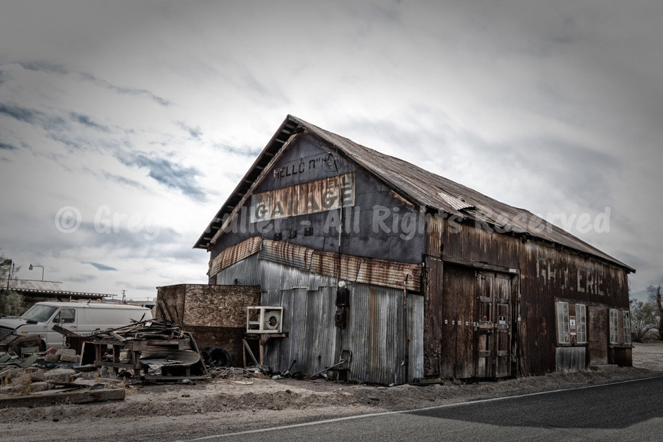 A Well Worn Garage - Daggett Garage - Old Locomotive Repair Shop - Daggett, California