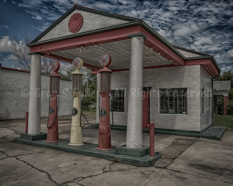 Antique Gravity Feed Gas Pumps - Marathon Oil Company - Miami, Oklahoma
